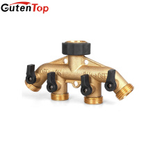 LB GutenTop Latão 4 Way Mangueira Desligar Conector Jardim Mangueira Divisor